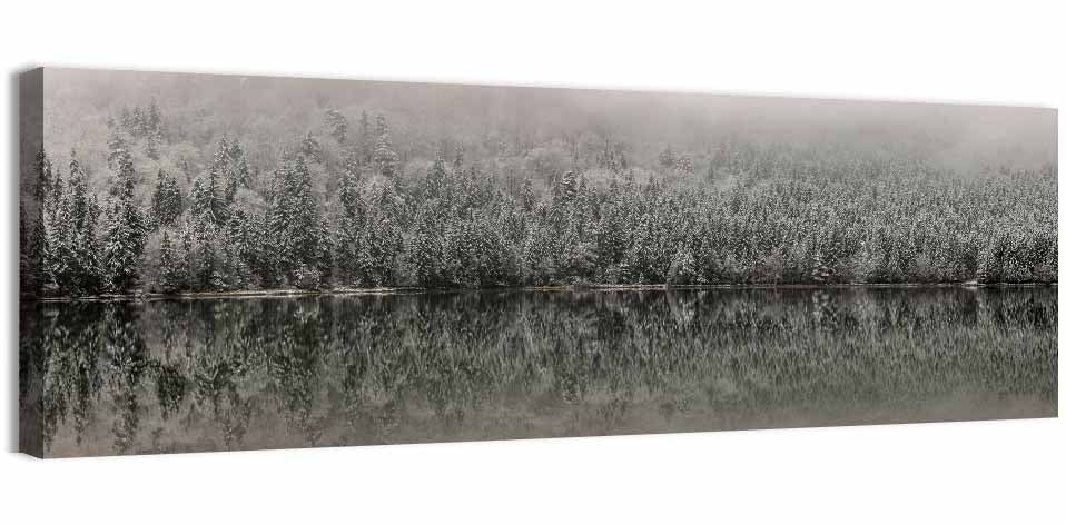 Saint Anna Lake Winter Fog Wall Art, canvas print, panoramic
