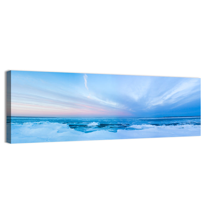 Frozen Blue Seascape Wall Art as a canvas print