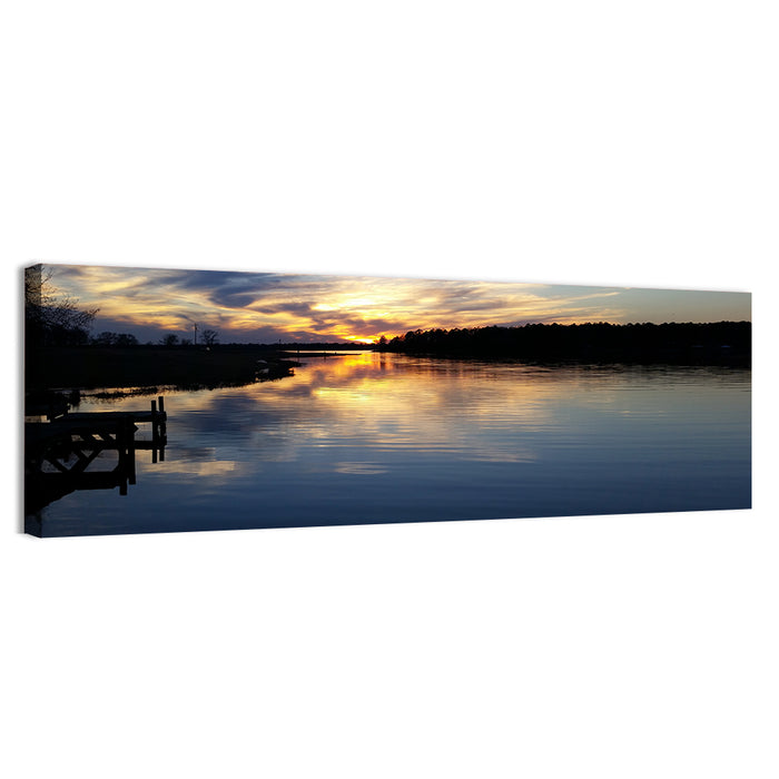 Lake Palestine Pier at Sunset Wall Art as a canvas print