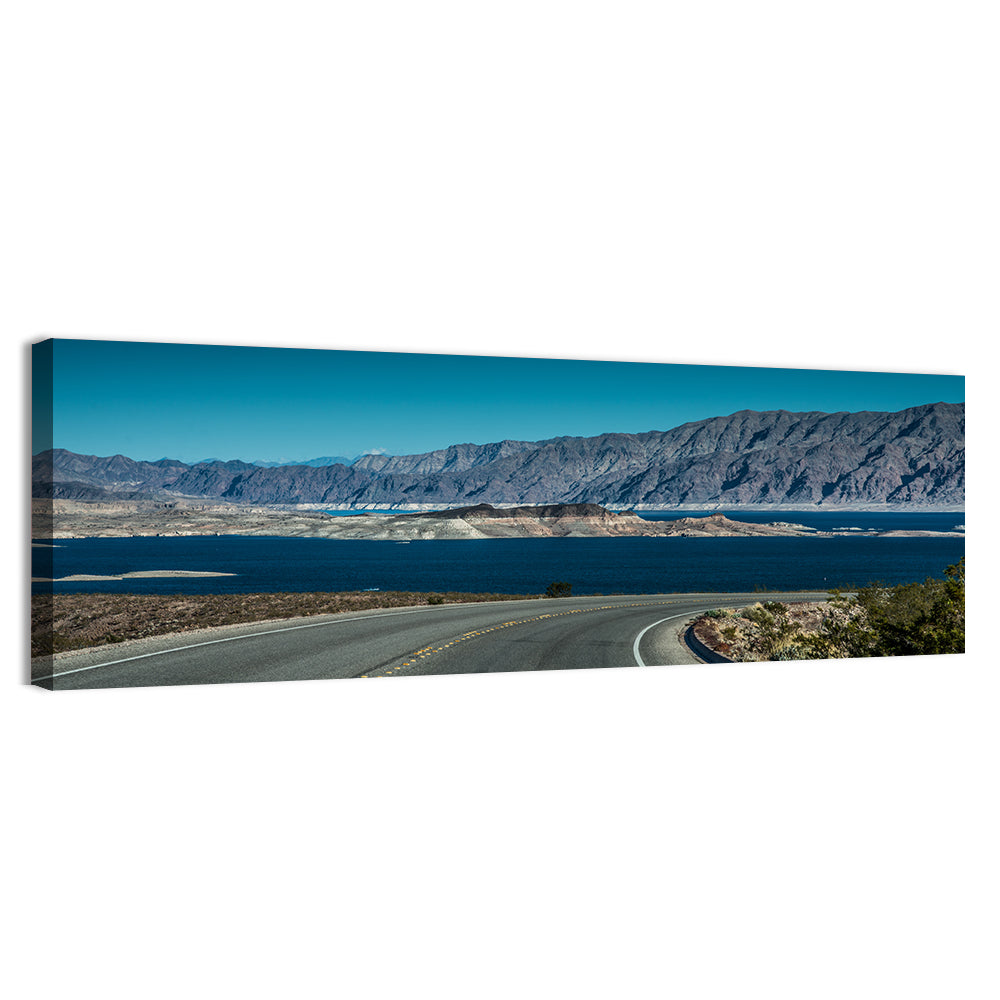 Lake Mead Curved Road Wall Art, canvas print, panoramic