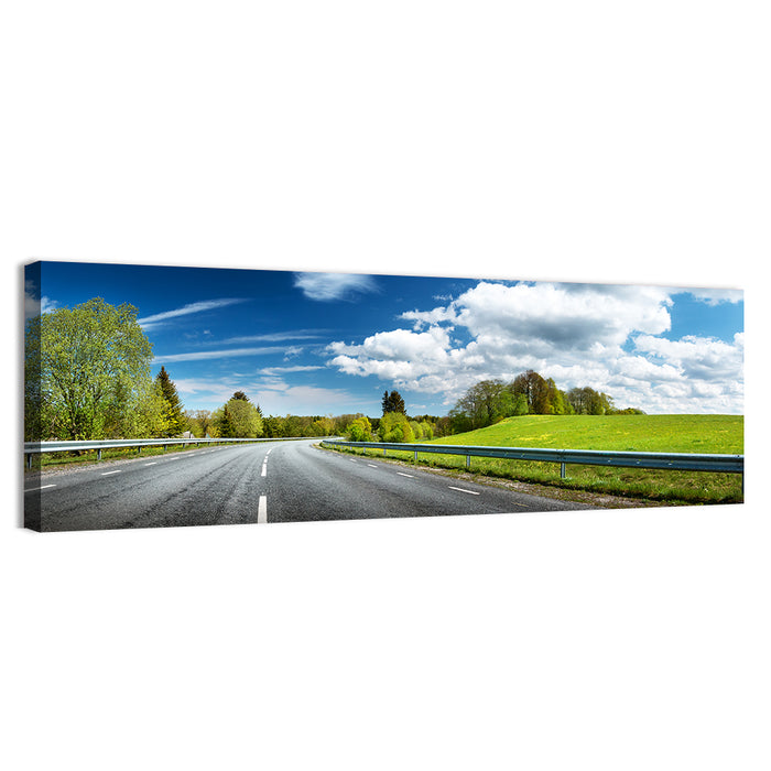 Sunlit Asphalt Road Wall Art as a canvas print