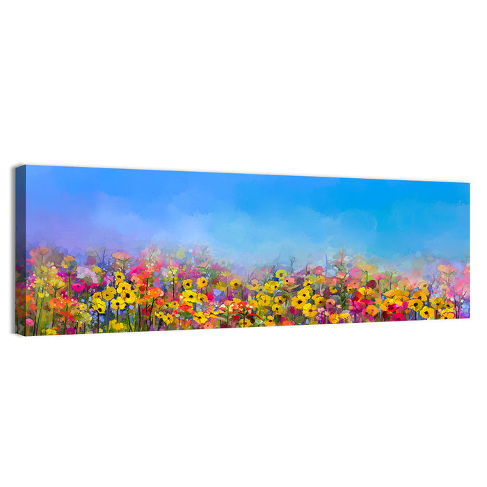 Cornflower and Daisy Meadow Wall Art as a canvas print