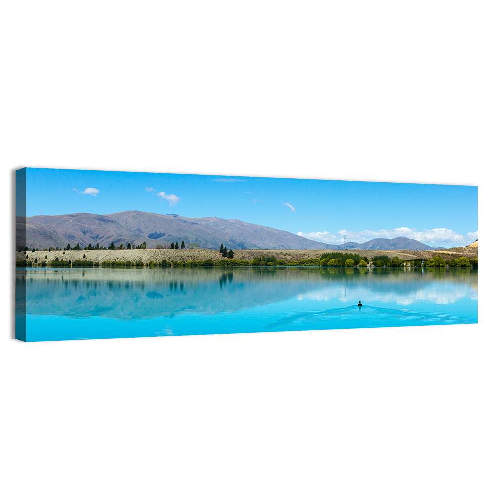 Lake Ruataniwha Reflection Wall Art, canvas print, panoramic
