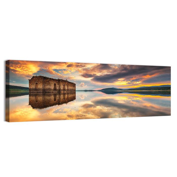 Sunken Church at Zhrebchevo Dam Wall Art as a canvas print