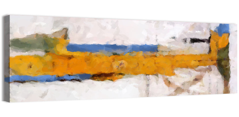 Lake Reflection in Yellow and Blue Wall Art, canvas print, panoramic