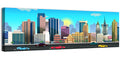 Geometric City Skyline with Sun Flare Wall Art
