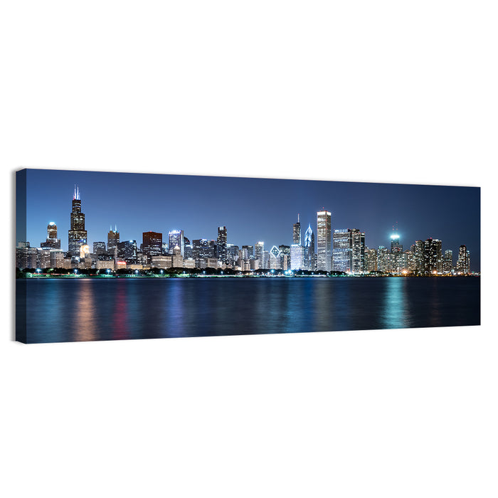 Chicago Night Skyline Wall Art as a canvas print