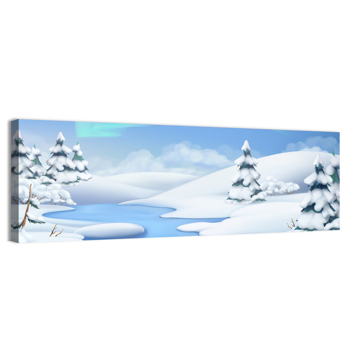 Christmas Pines Winter Landscape Wall Art as a canvas print