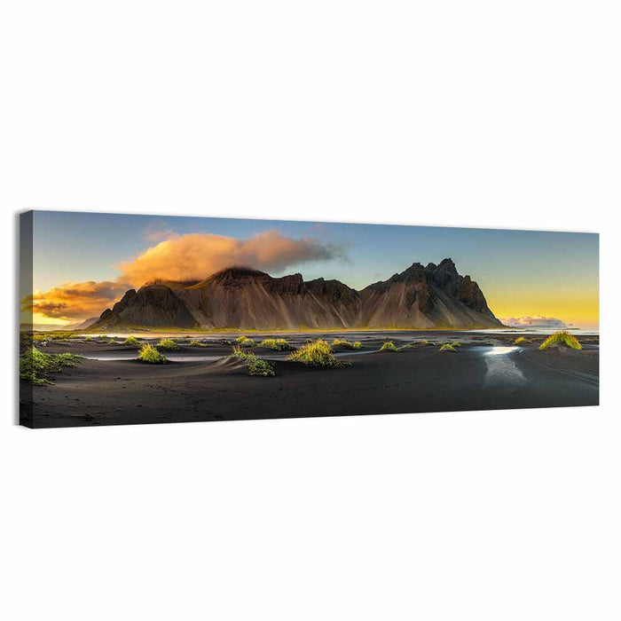 Vestrahorn Black Sand Sunrise Wall Art as a canvas print