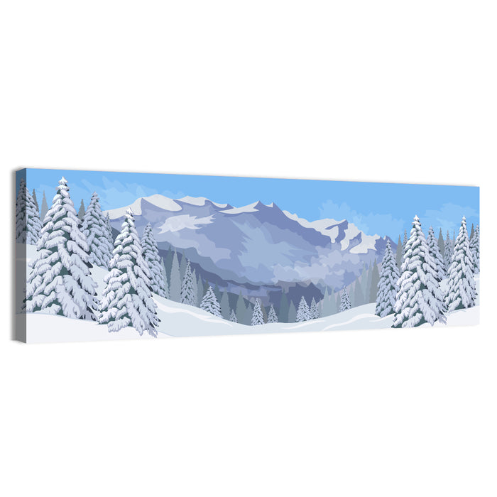 Blue Winter Mountain Illustration Wall Art as a canvas print
