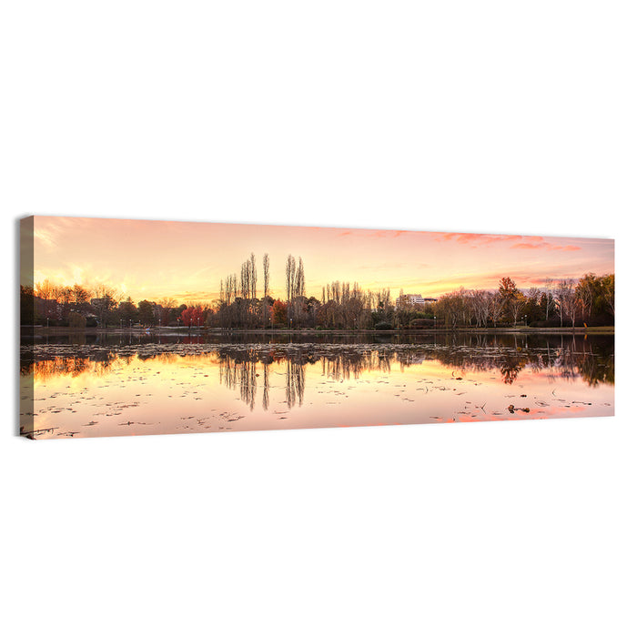Lake Burley Griffin Sunset Reflection Wall Art as a canvas print