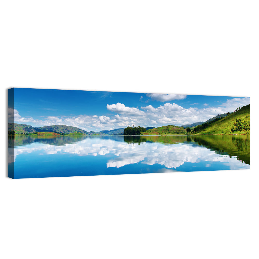 Bunyonyi Lake Reflection Wall Art, canvas print, panoramic