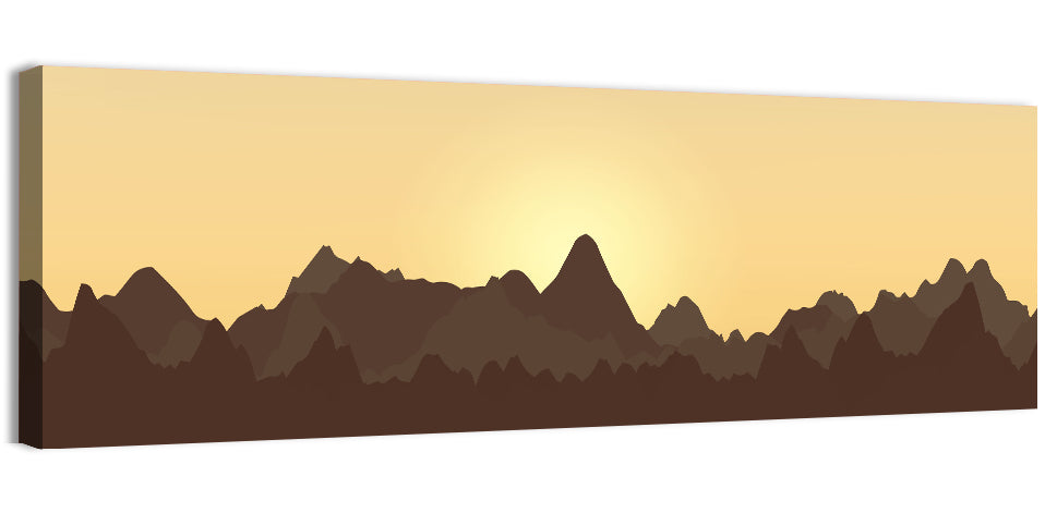 Sunset Mountain Silhouettes Wall Art, canvas print, panoramic