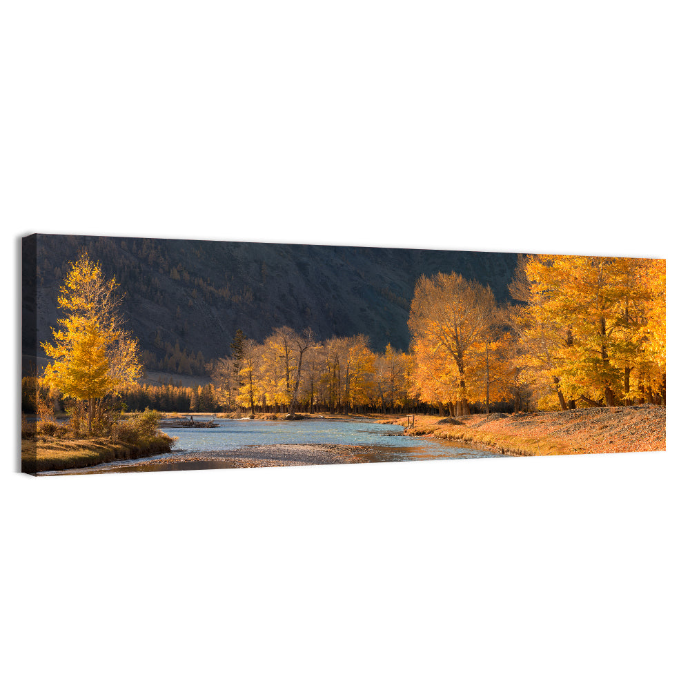 Autumn River Through Golden Forest Wall Art
