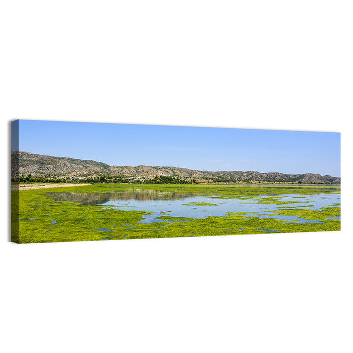Uchali Lake Algae Reflection Wall Art as a canvas print