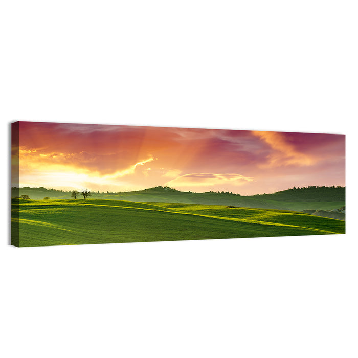 Tuscany Rolling Hills Sunset Wall Art as a canvas print