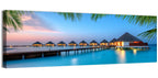 Overwater Bungalows at Twilight Wall Art