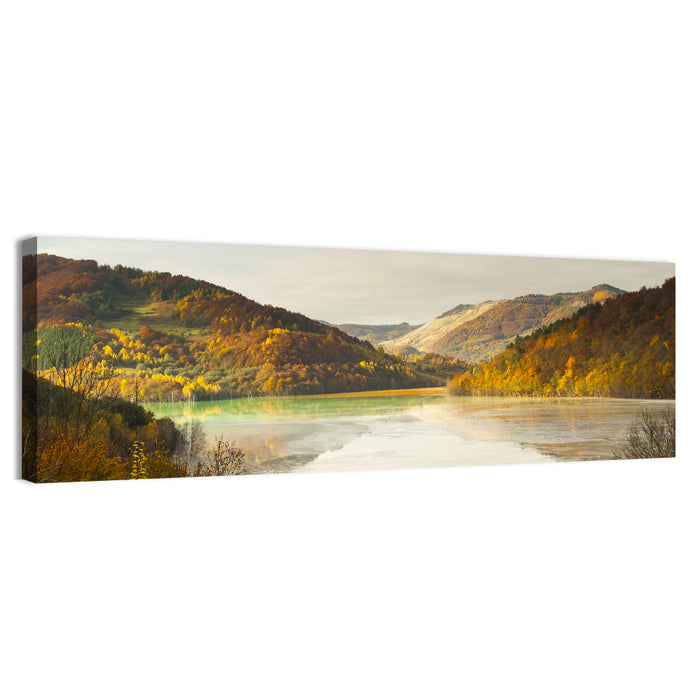 Bright Green Tailings Lake Wall Art as a canvas print