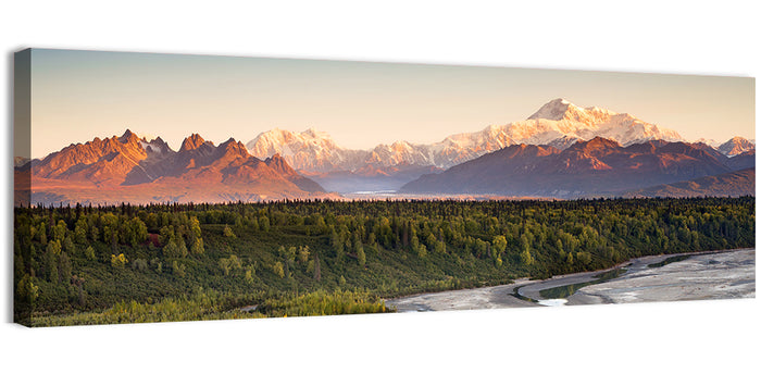 Denali Sunrise Over Boreal Forest Wall Art as a canvas print