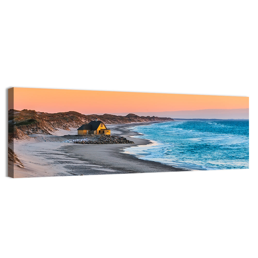 Gammel Skagen Beach House Wall Art, canvas print, panoramic