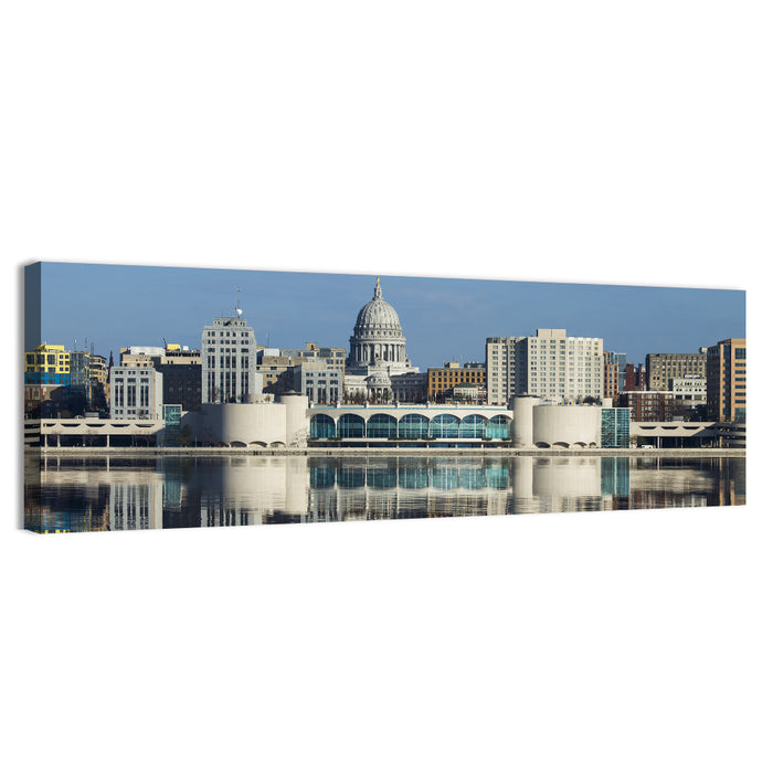 Madison Lake Monona Skyline Wall Art as a canvas print