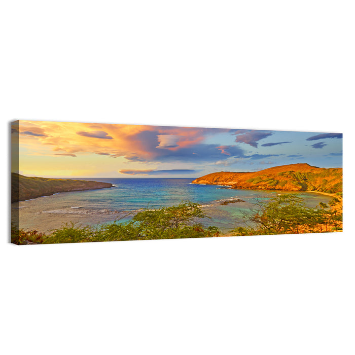 Hanauma Bay Golden Hour Wall Art as a canvas print
