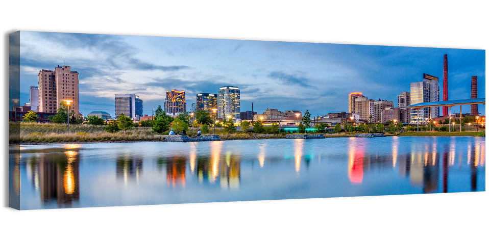 Birmingham Railroad Park Skyline Wall Art, canvas print, panoramic