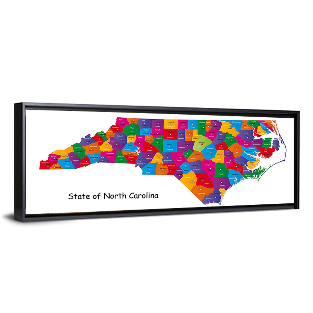 Colorful North Carolina Map Wall Art