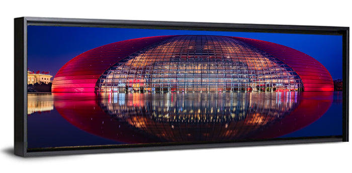 Ncpa Beijing Night Reflection Wall Art as a framed canvas