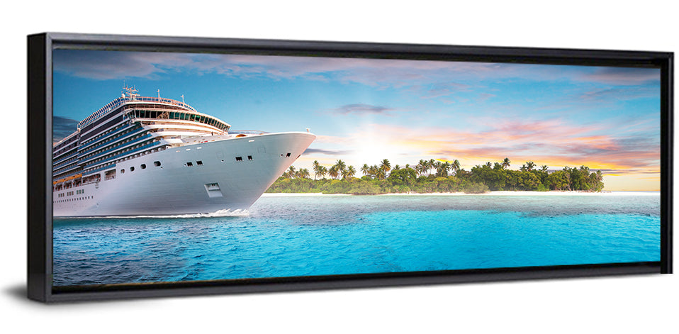 Cruise Ship at Tropical Sunset Wall Art
