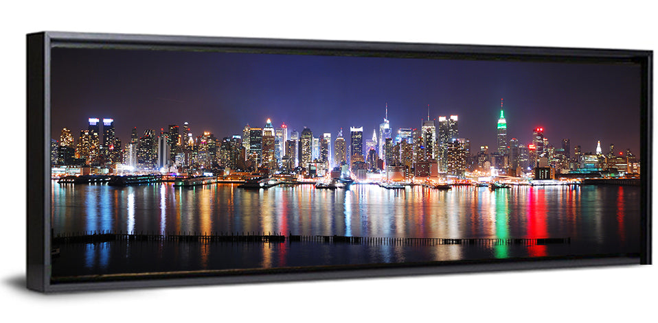 New York Skyline Mirror Reflection at Night Wall Art
