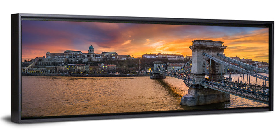 Budapest Chain Bridge at Golden Dusk Wall Art