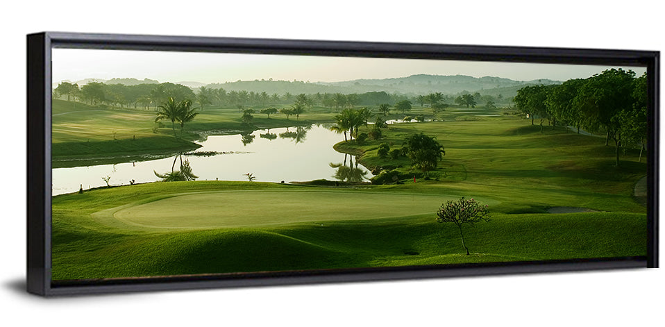Golden Hour Putting Green by the Lake Wall Art