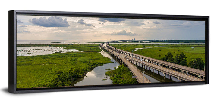 Interstate 10 Bridge Wall Art as a framed canvas