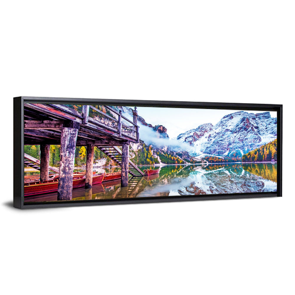 Lago Di Braies Boathouse Wall Art