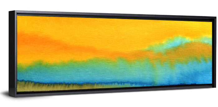 Sunset Horizon Watercolor Wall Art as a framed canvas