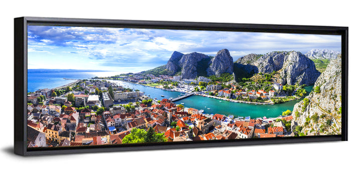 Omiš Cetina River Mouth Canyon View Wall Art as a framed canvas
