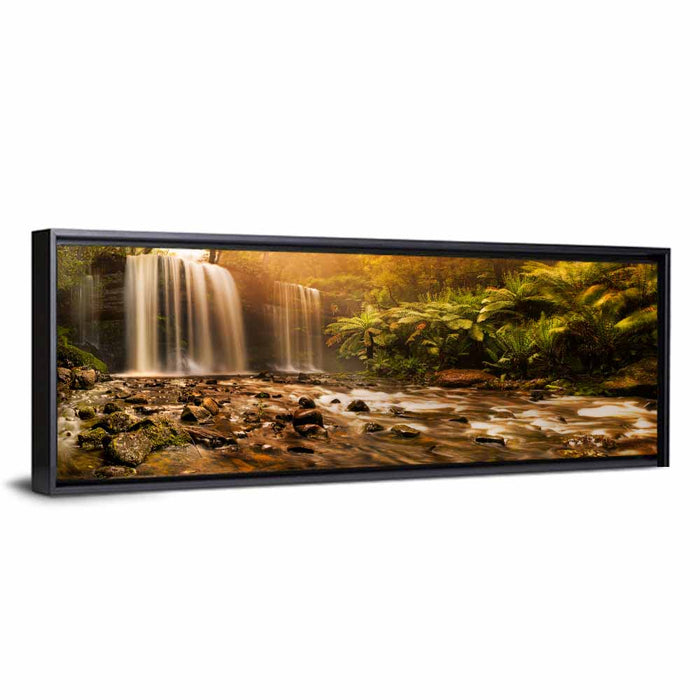 Russell Falls Golden Hour Wall Art as a framed canvas