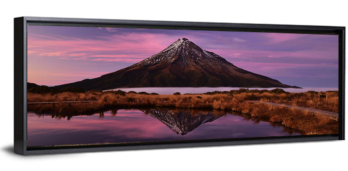 Mount Taranaki Reflection Wall Art as a framed canvas