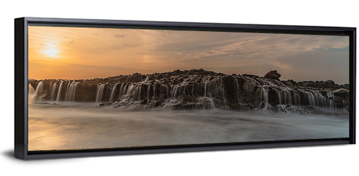 Sawarna Beach Sunset Wall Art as a framed canvas