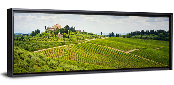 Chianti Vineyard Hills Wall Art as a framed canvas