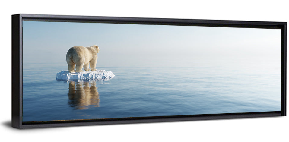 Lone Polar Bear on Ice Floe Wall Art