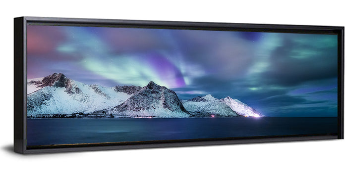 Northern Lights Over Norway Wall Art as a framed canvas