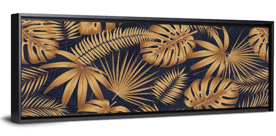 Golden Tropical Leaves Wall Art