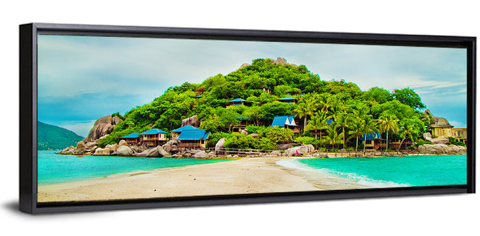 Koh Nang Yuan Sandbar Island Beach Wall Art as a framed canvas