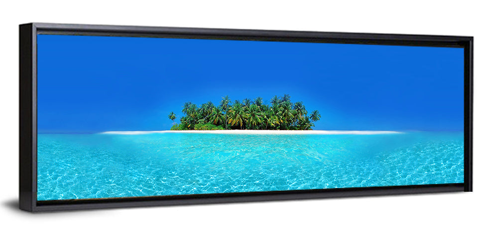 Turquoise Atoll Sandbar with Palm Trees Wall Art
