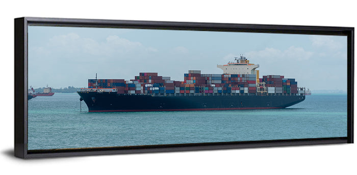 Harbor Container Ship at Sea Wall Art as a framed canvas