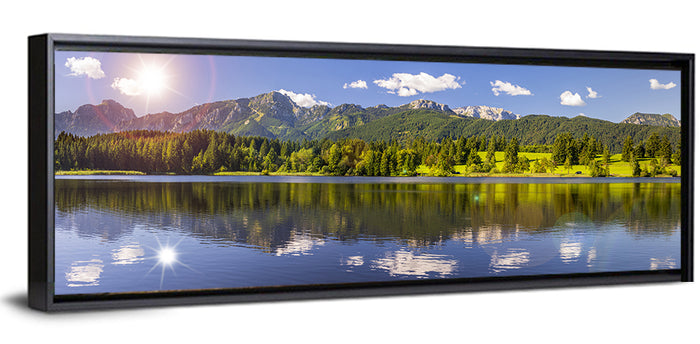 Bavarian Alpine Lake Reflection Wall Art as a framed canvas