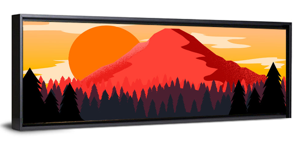 Stippled Red Mountain Sunset Wall Art