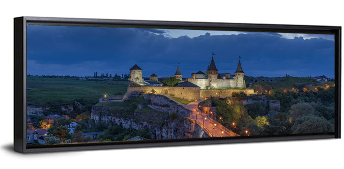 Kamianets-podilskyi Fortress at Dusk Wall Art as a framed canvas